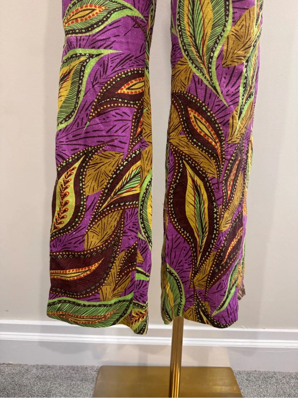 ZARA Multicolor Linen Cropped Pants | Size Medium | Made in Morocco